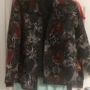 Reversible tapestry jacket with satin trim